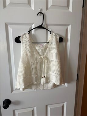 No Boundaries Cream Crochet Tie-Front Camisole